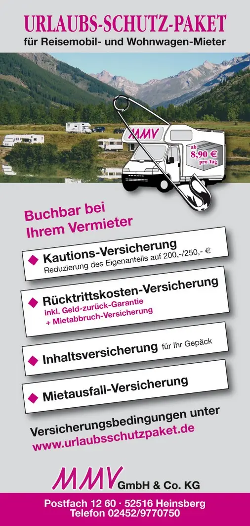 Urlaub-Schutz-Paket Kautionsversicherung Wohnwagen und Wohnmobil Vermietung Urlaub-Schutz-Paket Kautionsversicherung Wohnwagen und Wohnmobil Vermietung